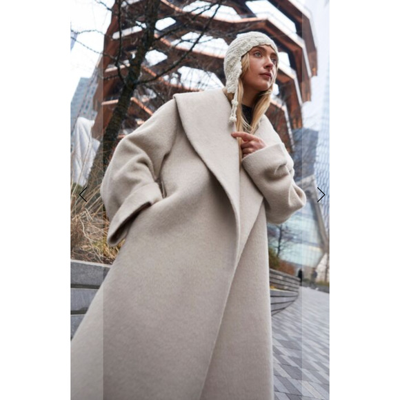 Tom Gutie Solange Baby Alpaca Suri Merino Wool Draped Coat Belted Medium - Picture 3 of 16